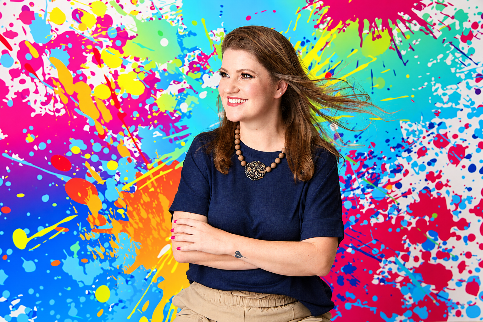 Retrato de Priscyla Furlan, coapresentadora do Podcast Entre Manas